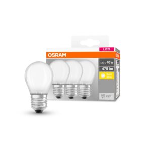 OSRAM LED kapka E27 P40 4W 2 700K 470lm matná 3ks